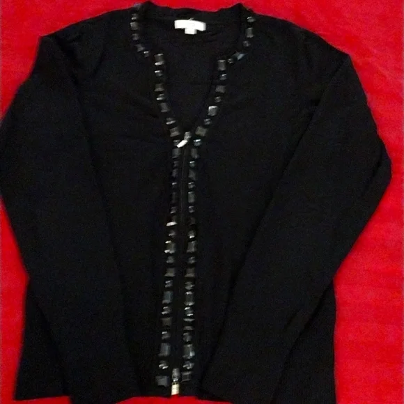 Cache Sweaters Cache Embellished With Black Stonesbeads Zipper